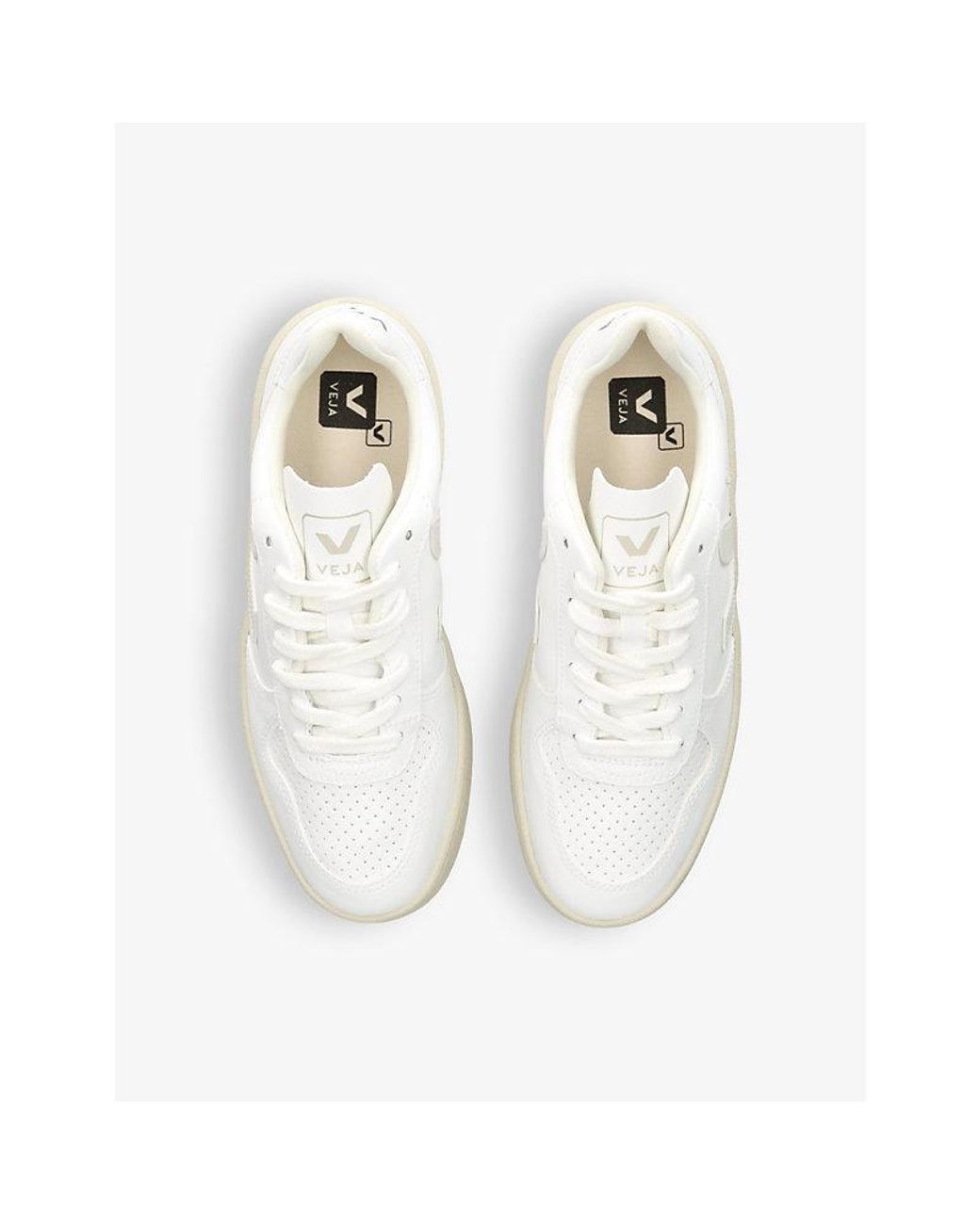 Veja V 10 Logo Embroidered Vegan Leather Low Top Trainers in White Lyst UK