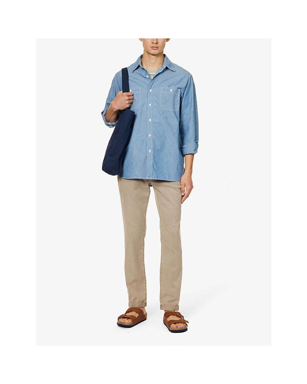 PAIGE Natural Fraser Drawstring-Waistband X-Leg Slim-Fit Stretch-Woven Trousers for men