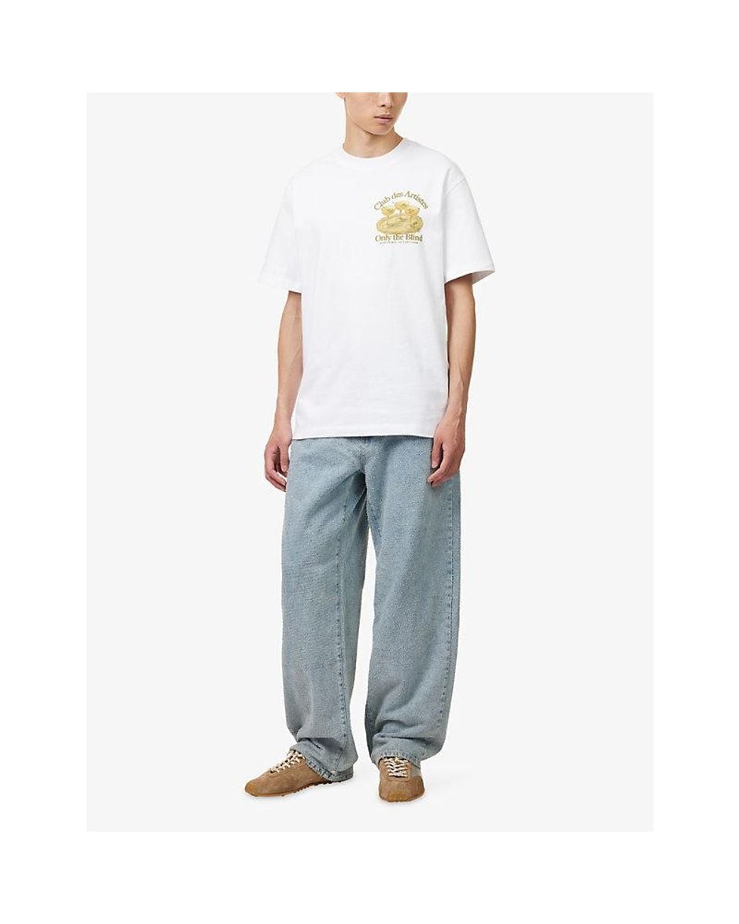 Only the Blind White Club Des Artistes Logo-Print Cotton T-Shirt for men