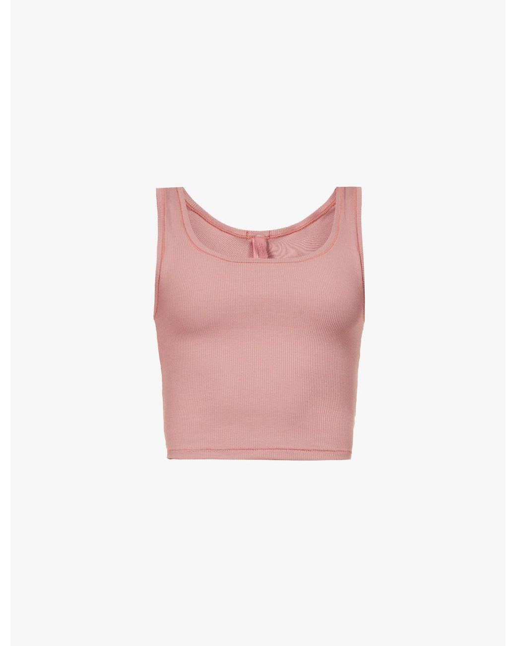 Skims Ribbed Stretch-cotton Tank Top in Pink | Lyst
