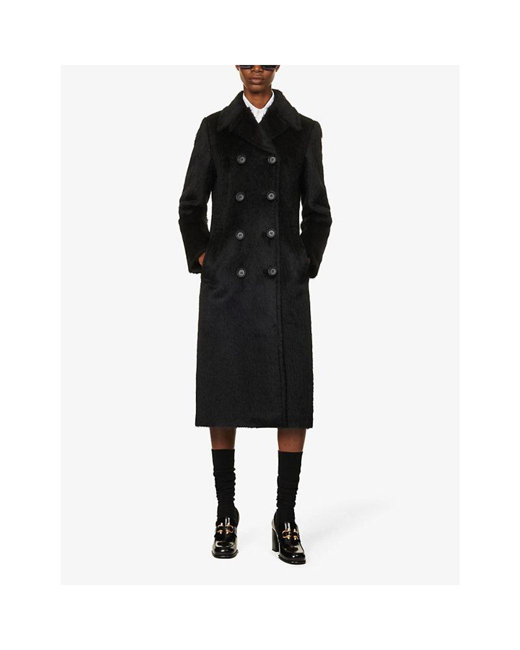 コート Sportmax Black Alpaca Blend Modico Coat Sportmax Alpaca blend coat modico | The Fashion Square