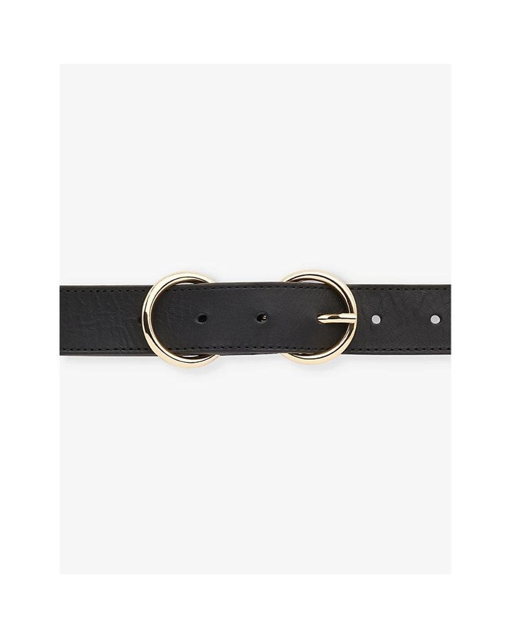 Whistles Black Double-Ring Buckle Leather Belt