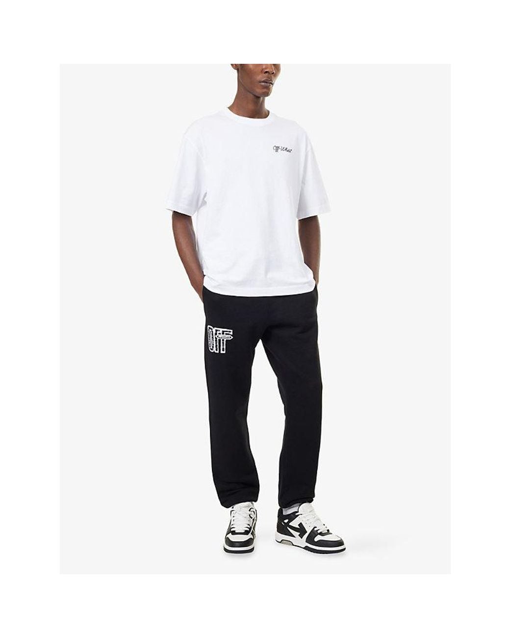 Off-White c/o Virgil Abloh White Embroidered Script Logo Cotton T-Shirt for men