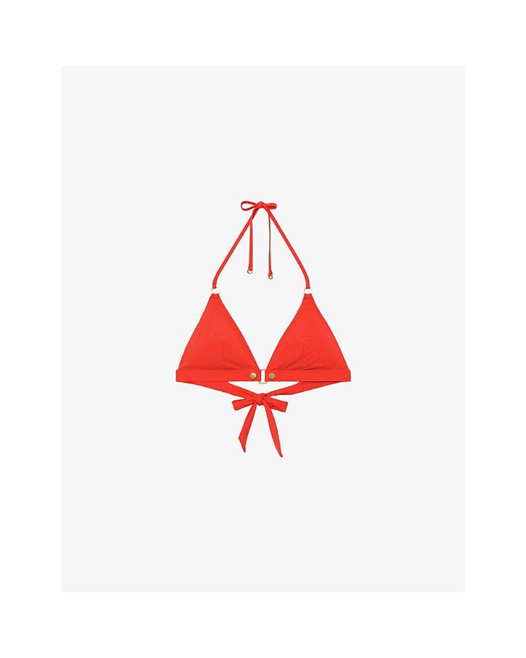 Reiss Red Sandy Stud-Embellished Triangle Bikini Top
