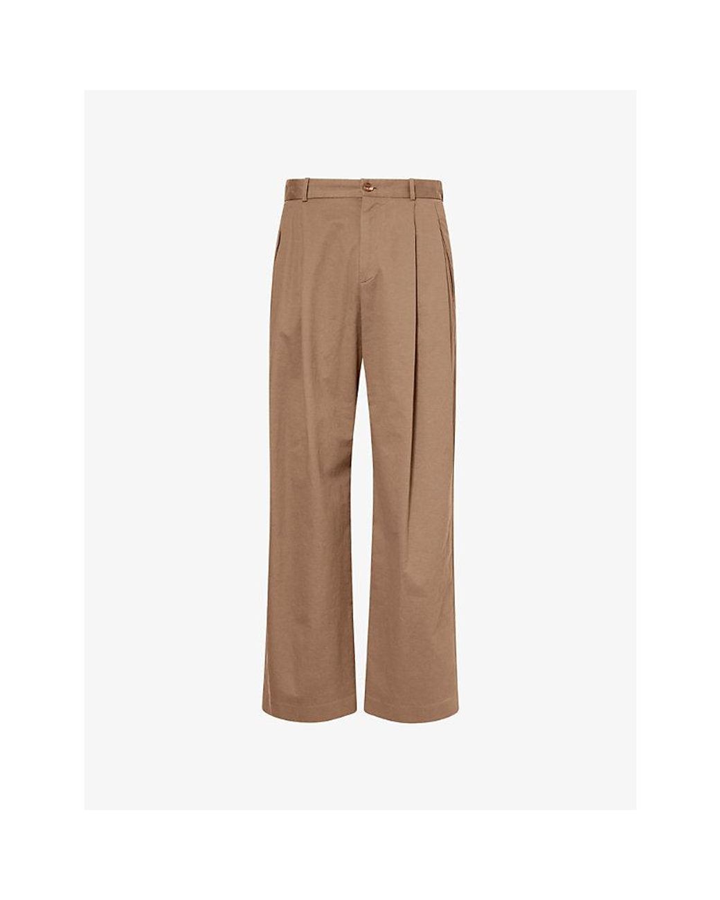 The Row Brown Tibor Double-Pleat Cotton-Blend Trousers for men