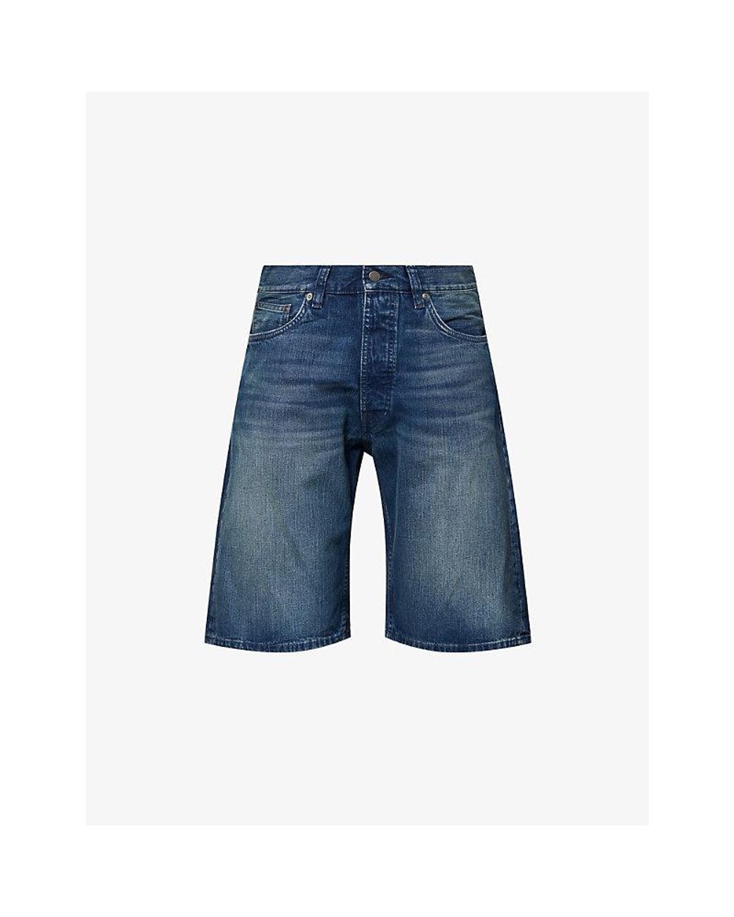Nudie Jeans Blue Zeb Mid-Rise Denim Shorts for men