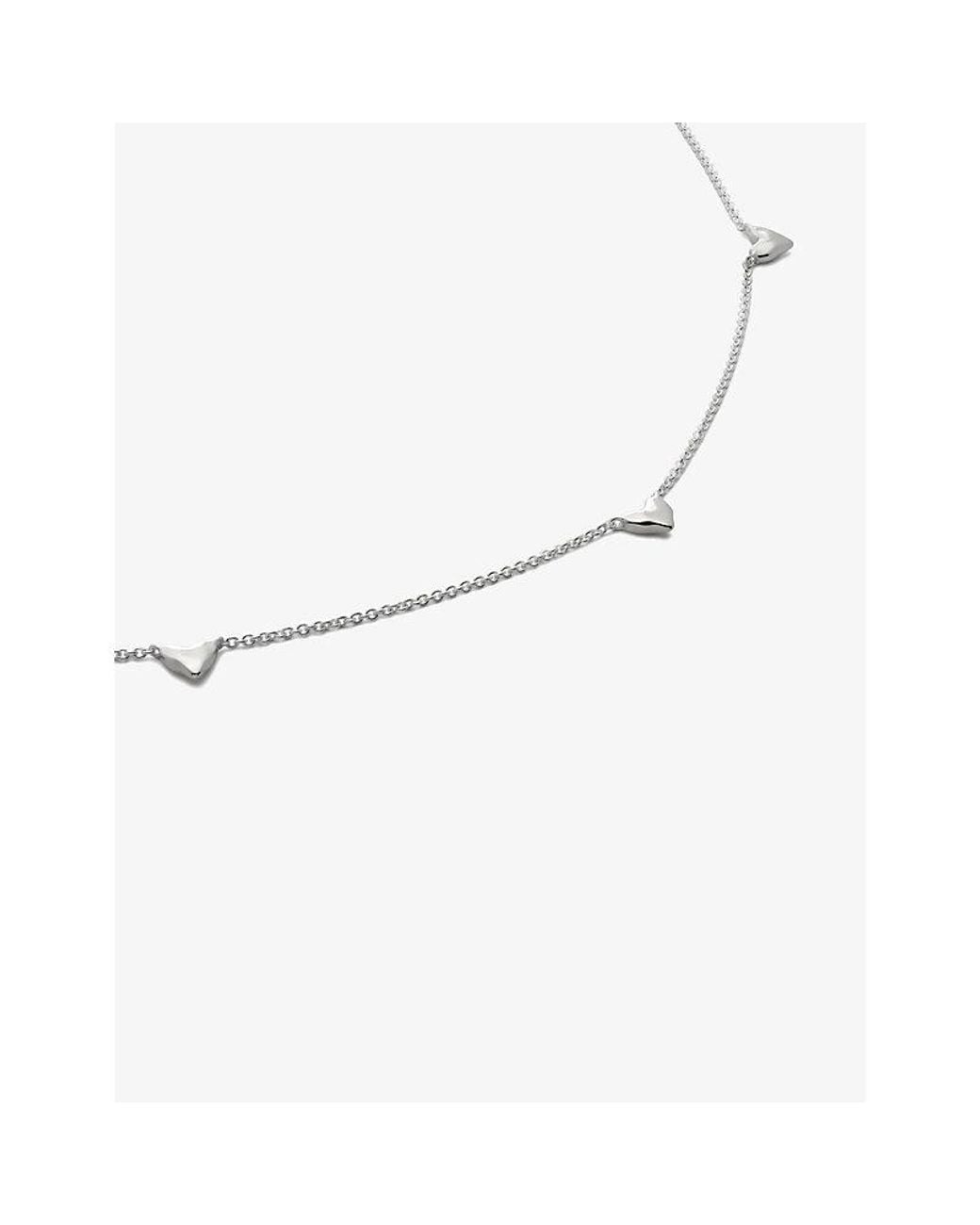 Monica Vinader Natural Heart Station Sterling- Adjustable Chain Necklace