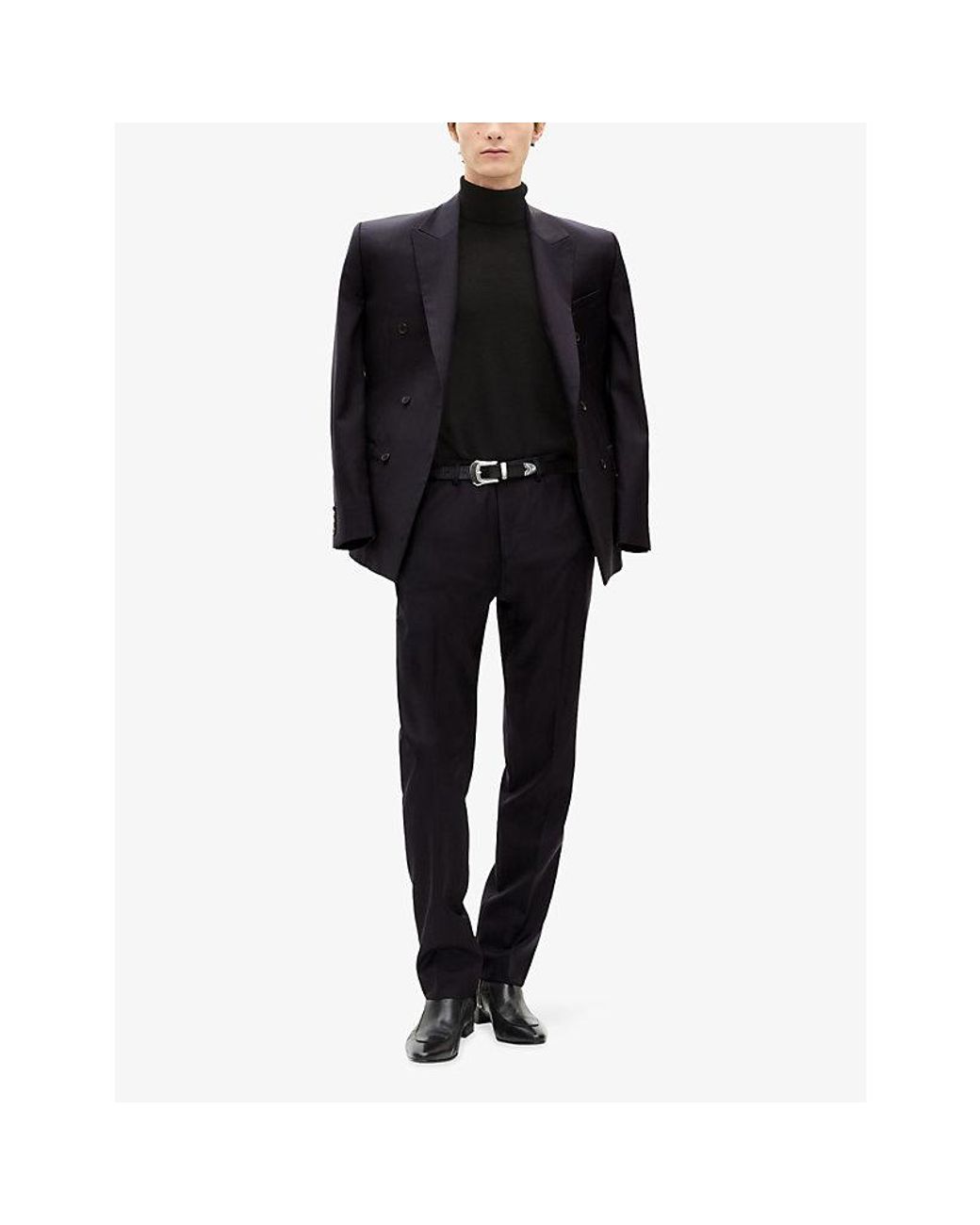 The Kooples Blue Pinstriped Straight-Leg Wool Trousers for men