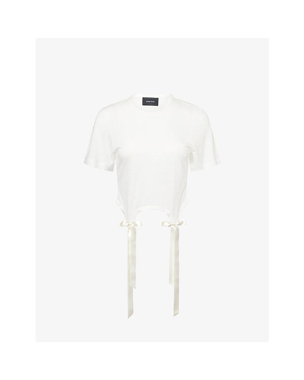 Simone Rocha White Bow-Tail Easy Woven T-Shirt