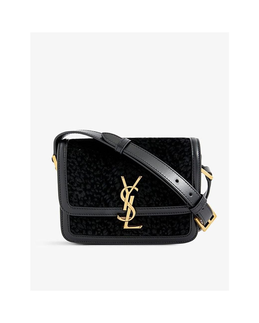 Saint Laurent Solferino Brand-Plaque Velvet And Leather Shoulder Bag In  Black | Lyst Australia