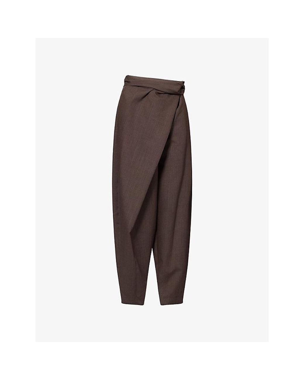 RÓHE Frames Brown Sarong Knot Wool Trousers