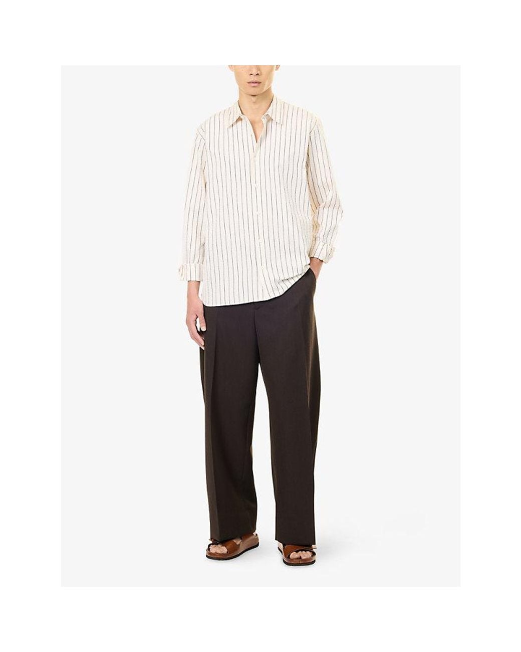 Orlebar Brown White Justin Striped Cotton Shirt for men