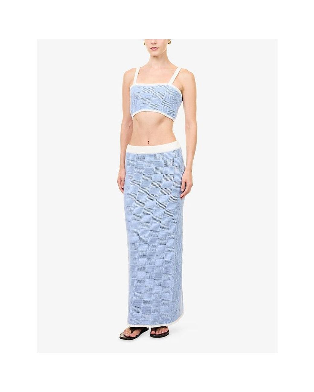 4th & Reckless Blue Yasmin Crochet Knit Maxi Skirt