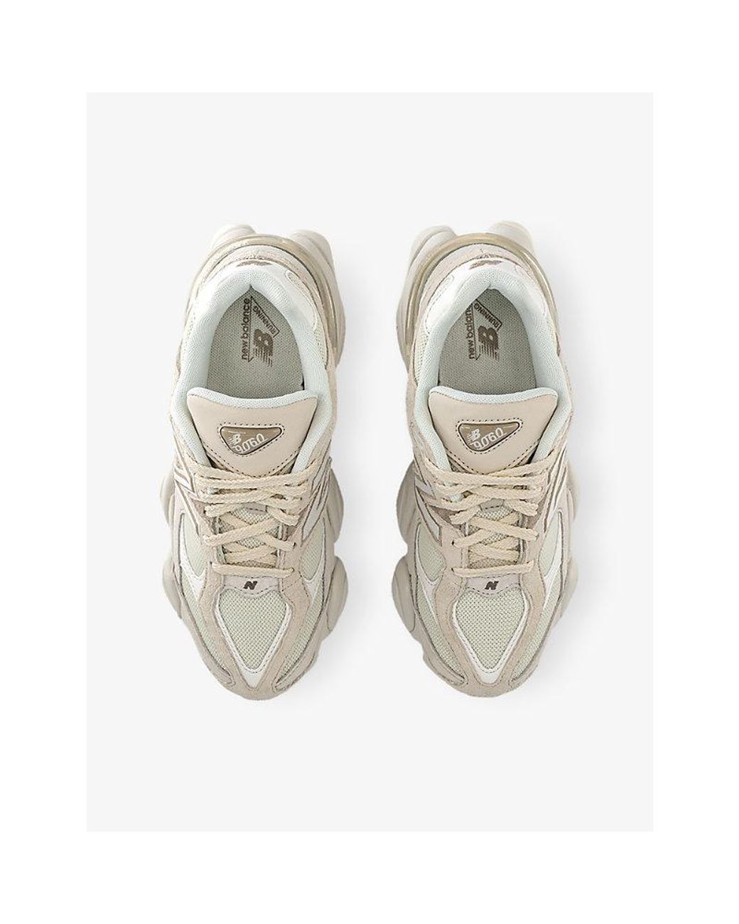 New Balance White 9060 Suede And Mesh Trainers