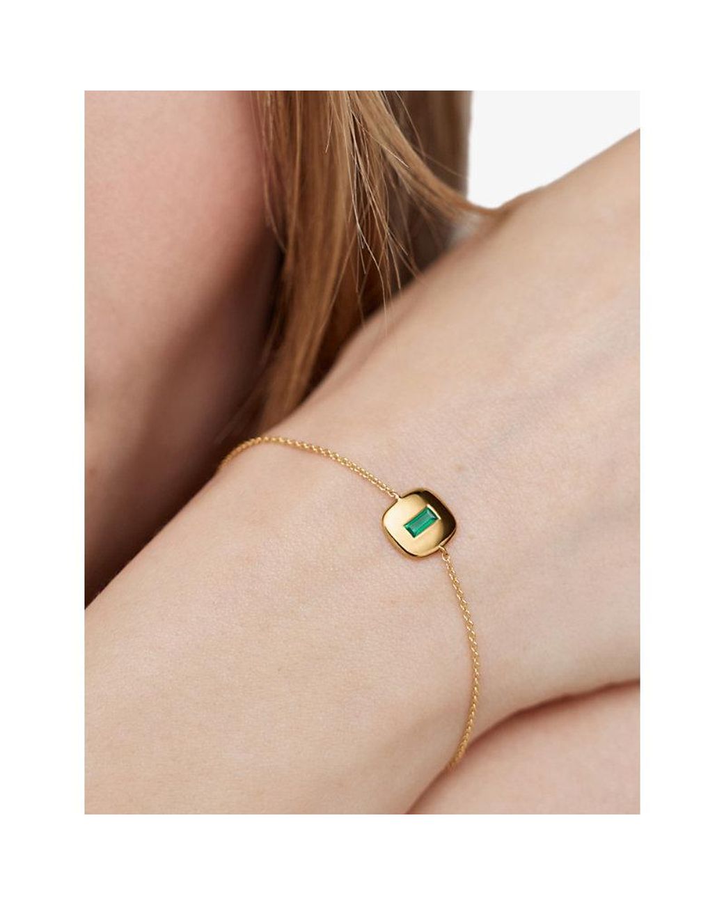 Monica Vinader Metallic Gemdrop 18Ct Vermeil And Onyx Chain Bracelet