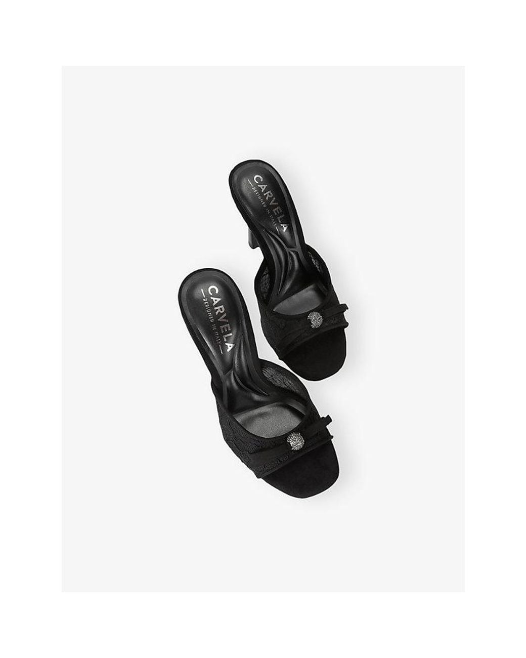 Carvela Kurt Geiger Black Isabella Lace Heeled Woven Mules
