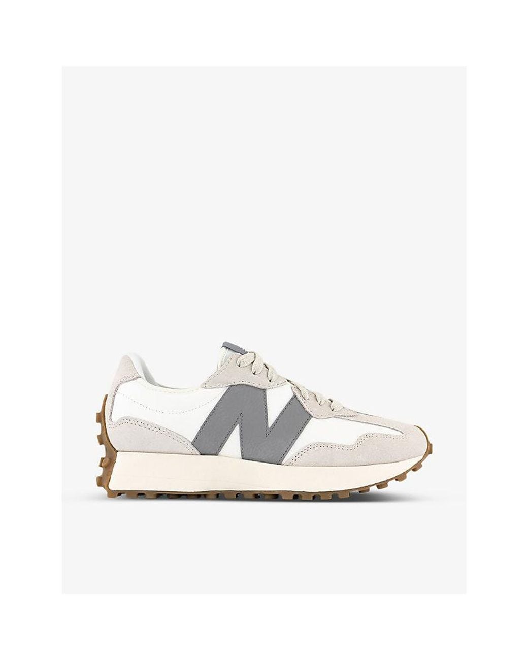 New Balance White 327 Logo-Embellished Suede And Shell Low-Top Trainers for men