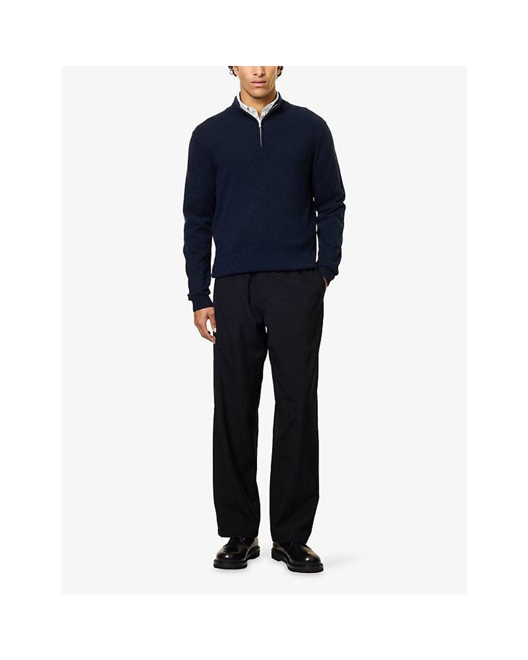 Sunspel Blue Half- Zip Cashmere Jumper for men