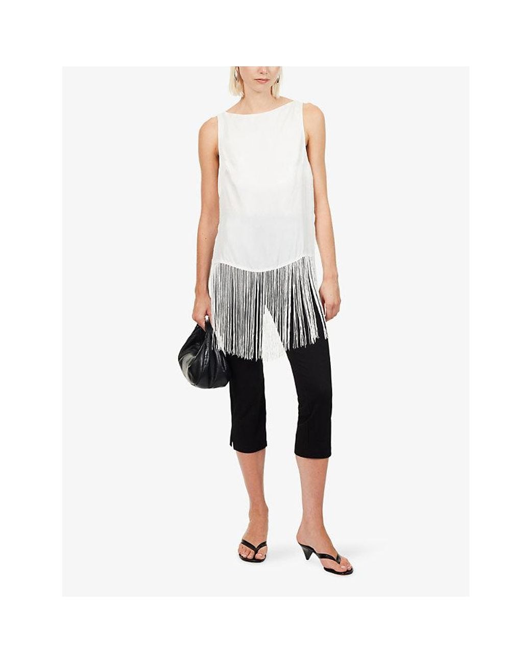 Dissh White Fiora Fringed Woven Top