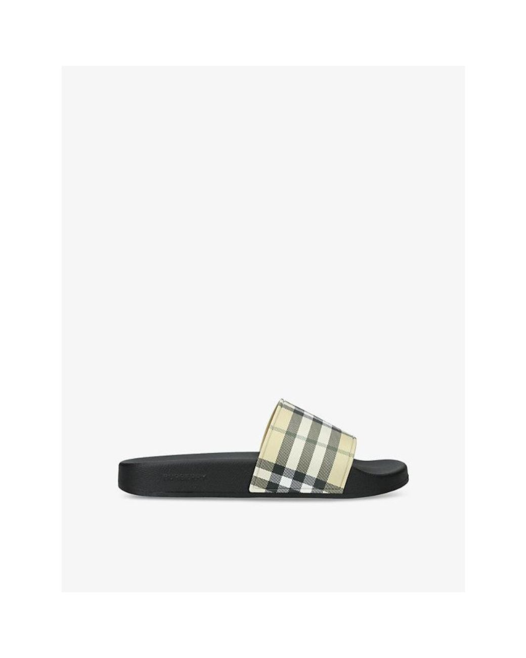 Burberry Multicolor Check-Print Canvas Sliders