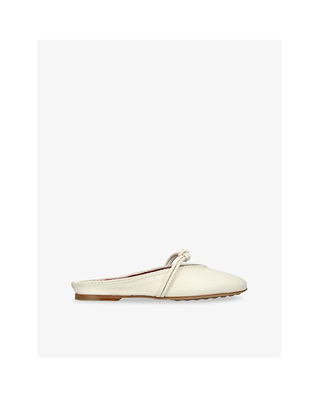 Bottega Veneta White Rosa Ballerina Leather Mules