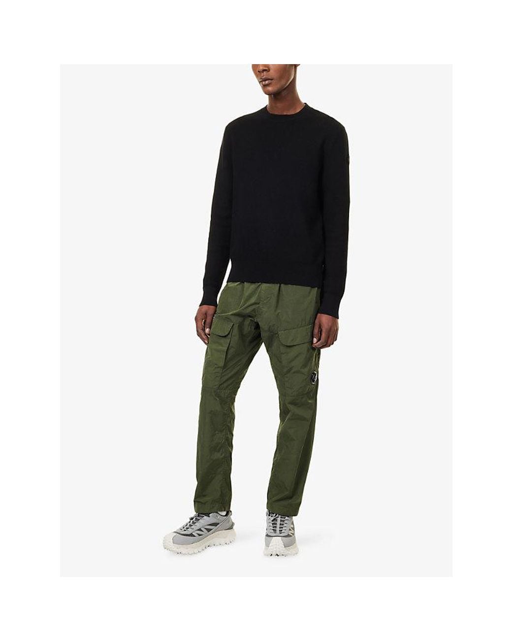 Moncler Black Crewneck Logo-Patch Cotton Jumper for men