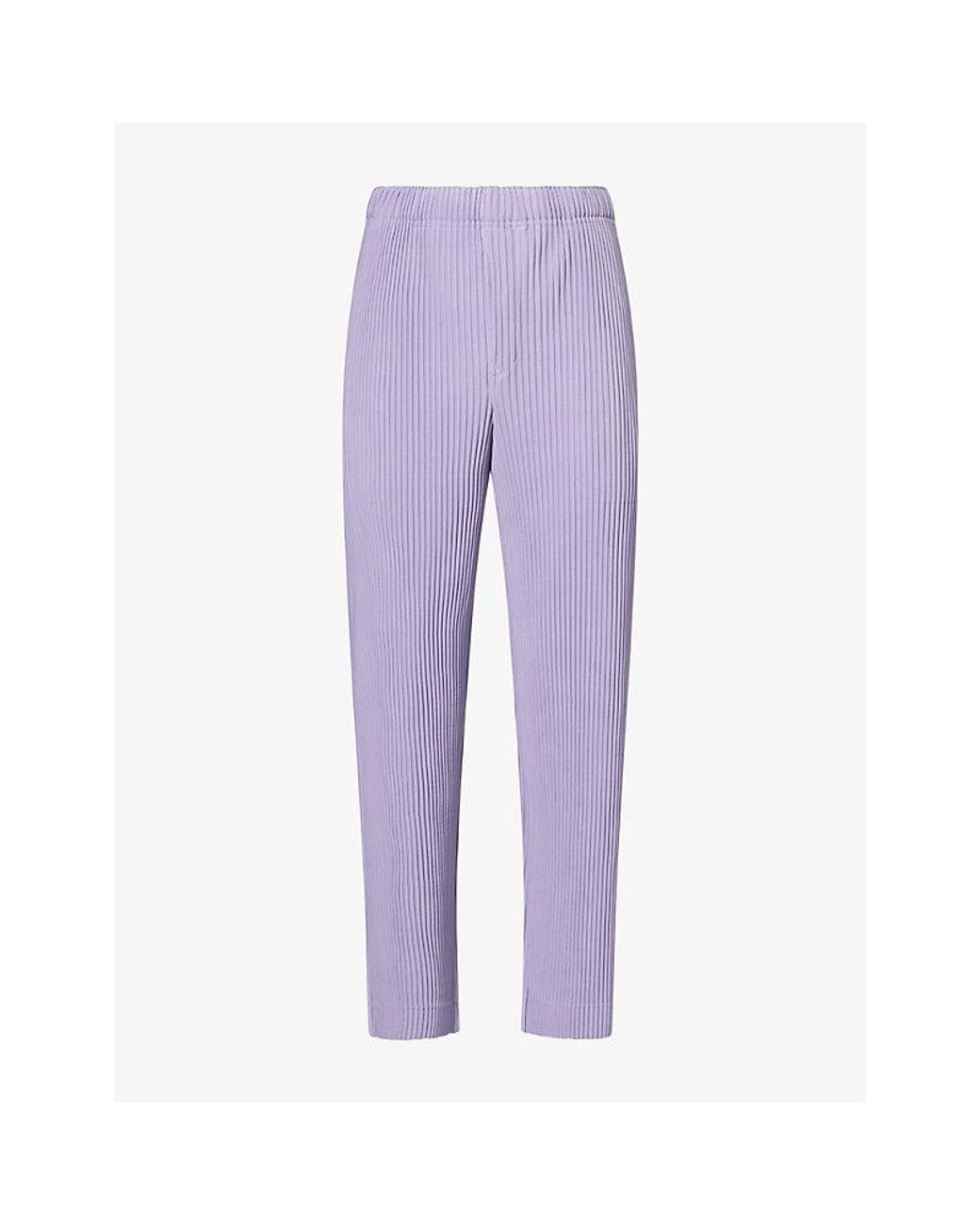 Homme Plissé Issey Miyake Purple July Pleated Knitted Trousers for men