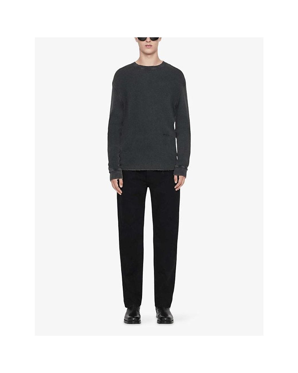 AllSaints Blue Raine Long-Sleeved Cotton-Knit T-Shirt for men