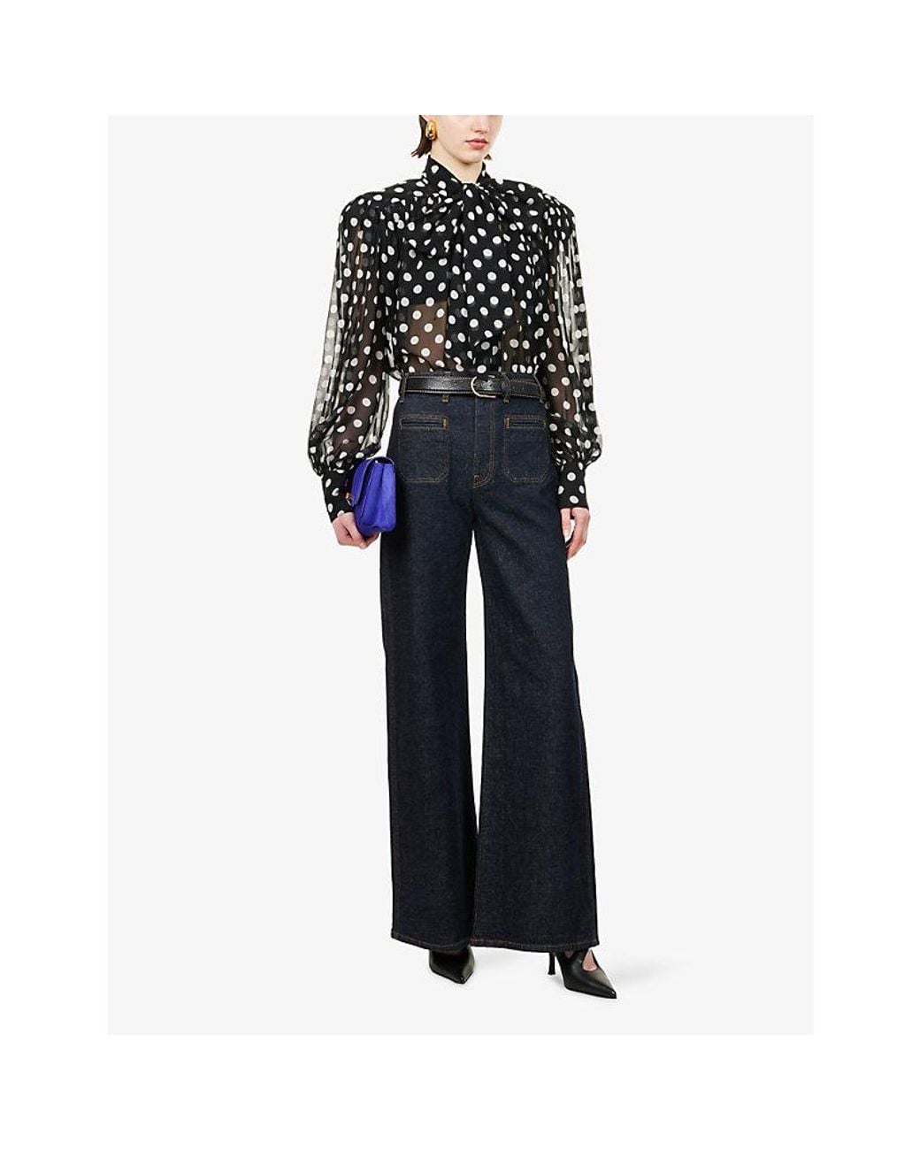 Khaite Blue Delmonico Wide-Leg Denim Jeans