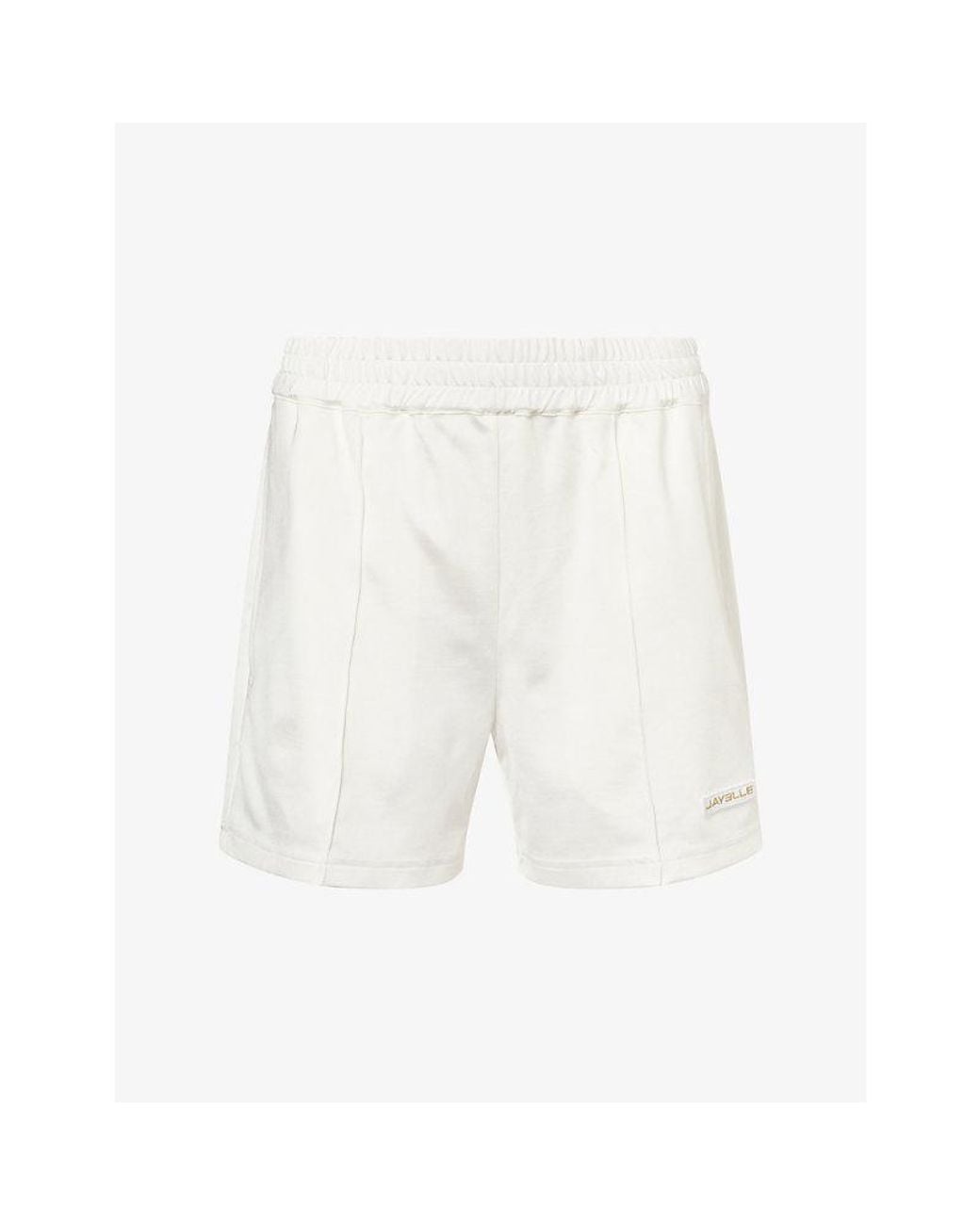 Jay3Lle White Brand-Patch Jersey Shorts