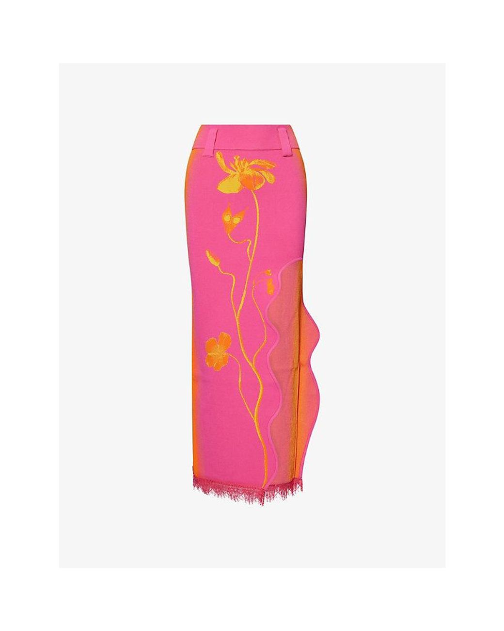 Ph5 Pink Lili Floral Stretch-Knit Midi Skirt