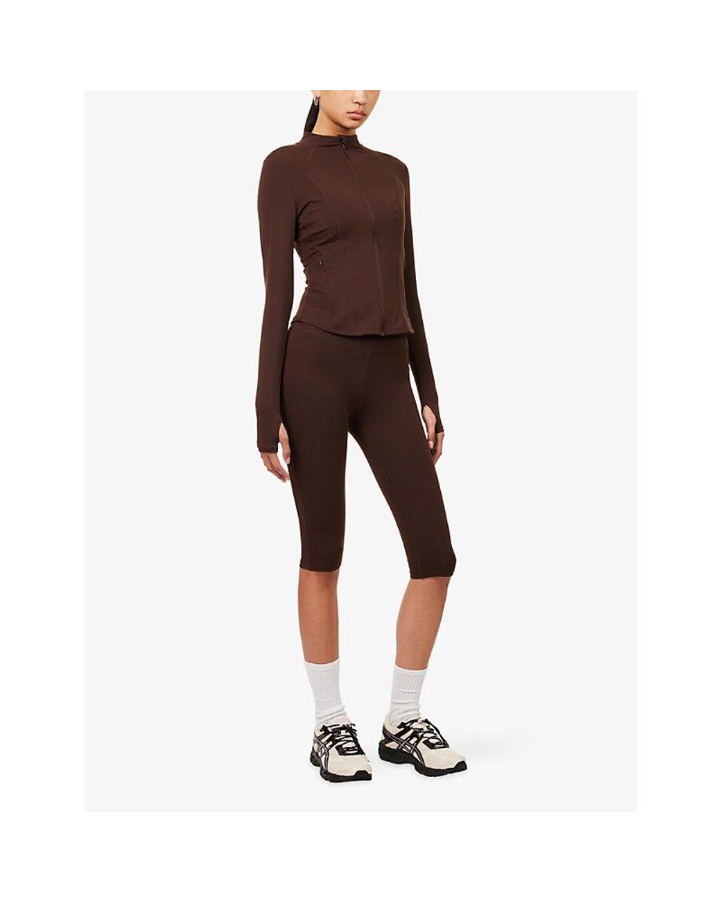 WE Are Tala Brown Dayflex Zip-Up Stretch-Woven Sports Jacket