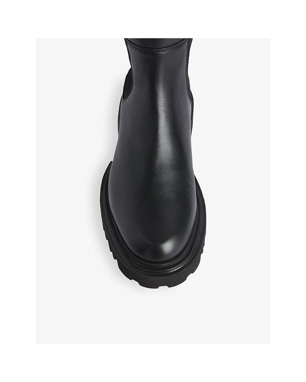AllSaints Black Maeve Slip-On Flat Leather Knee-High Boots
