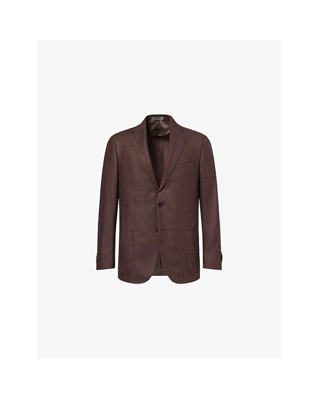 Corneliani Brown Herringbone Single-Breasted Wool And Cashmere-Blend Jacket for men