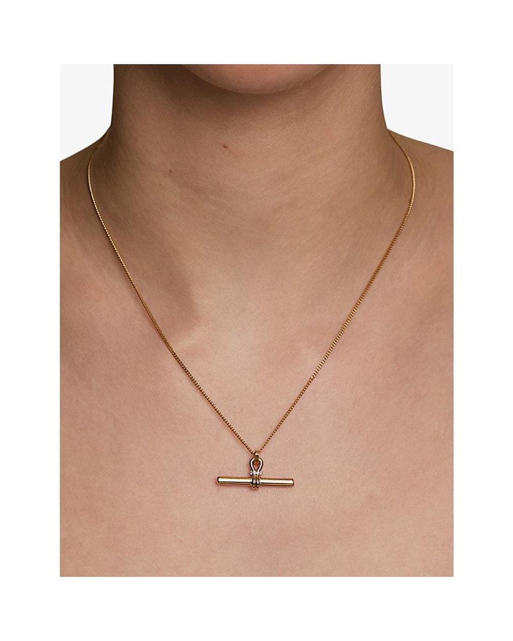 Astrid & Miyu Metallic Hardware T-Bar-Plated 925 Sterling Pendant Necklace