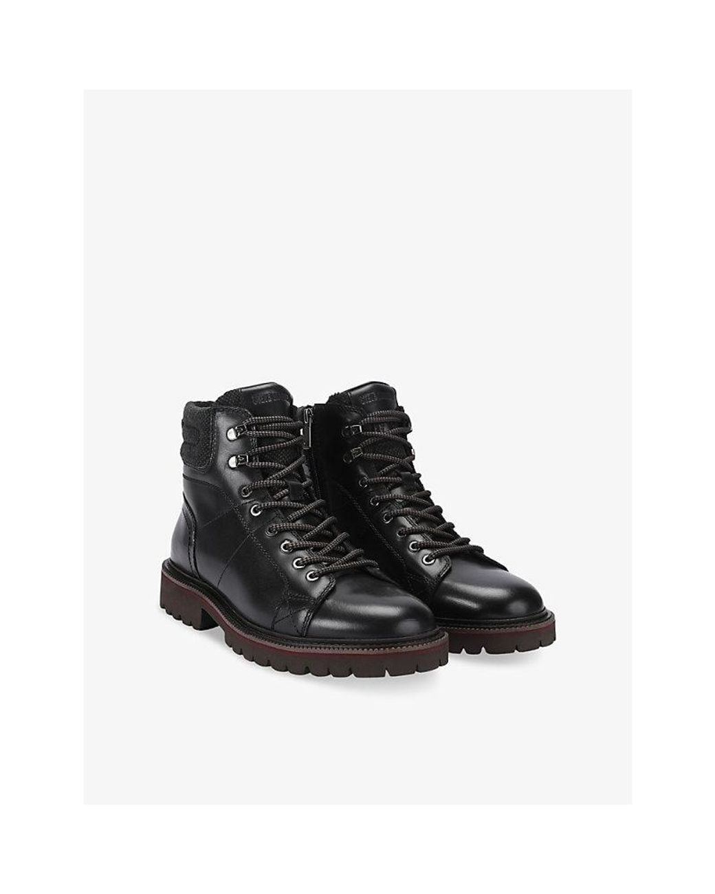 Steve Madden Black Axton Leather Ankle Boots for men
