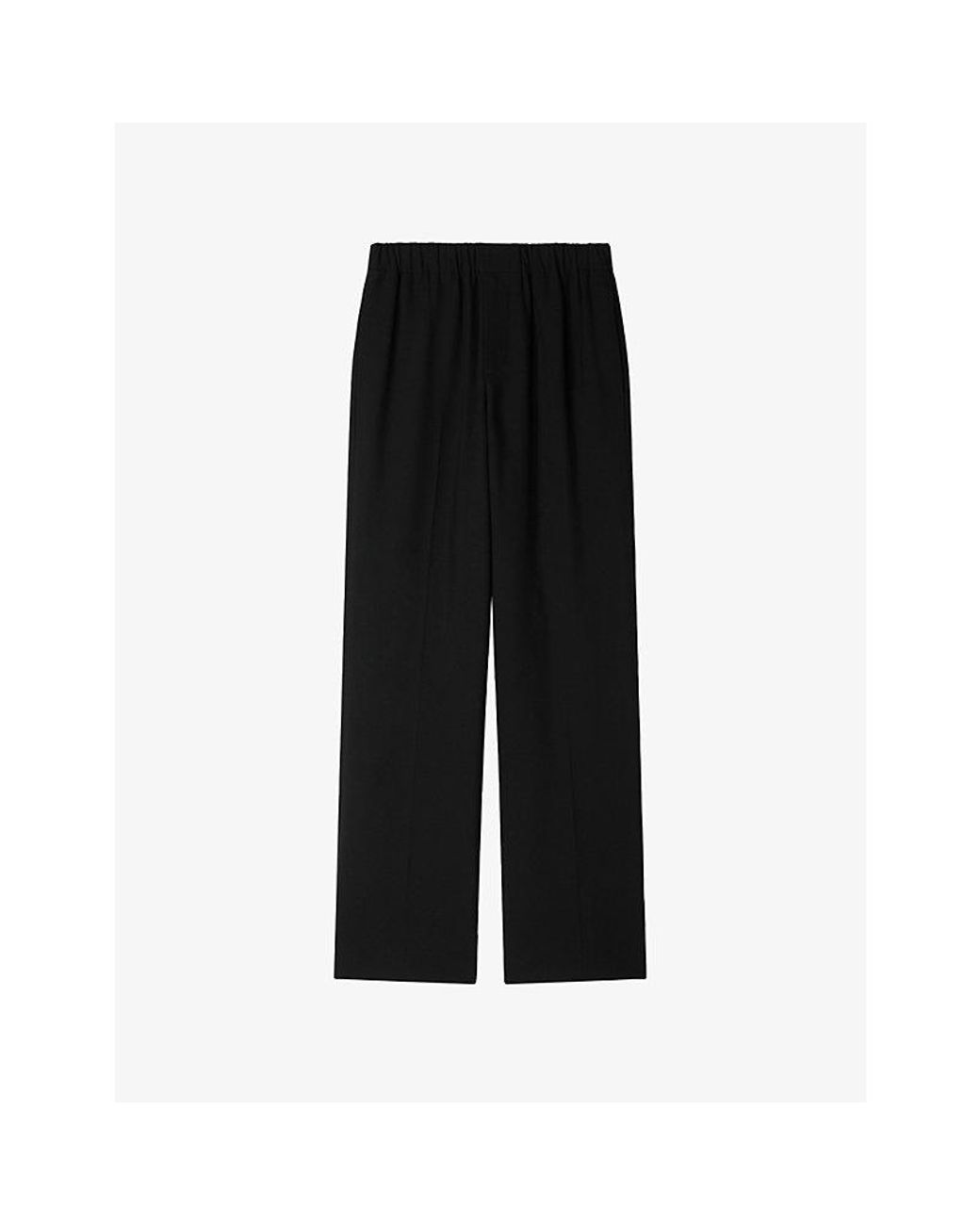 Sandro Black Elasticated-Waist Wide-Leg Stretch-Woven Trousers for men
