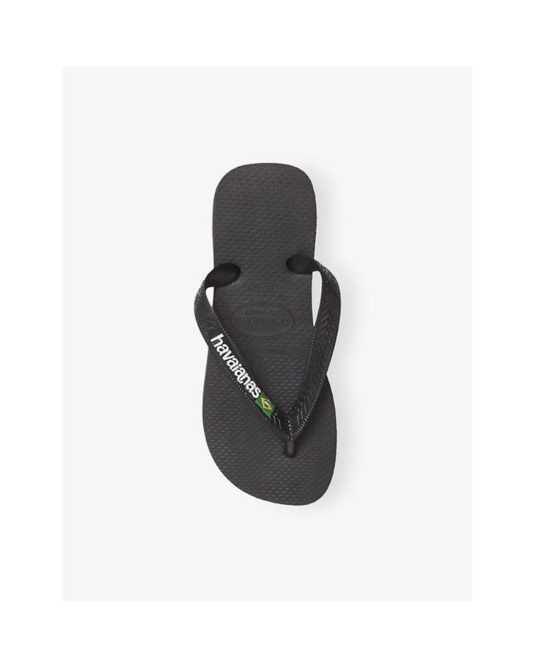 Havaianas Black Brasil-Flag And Logo Rubber Flip Flops