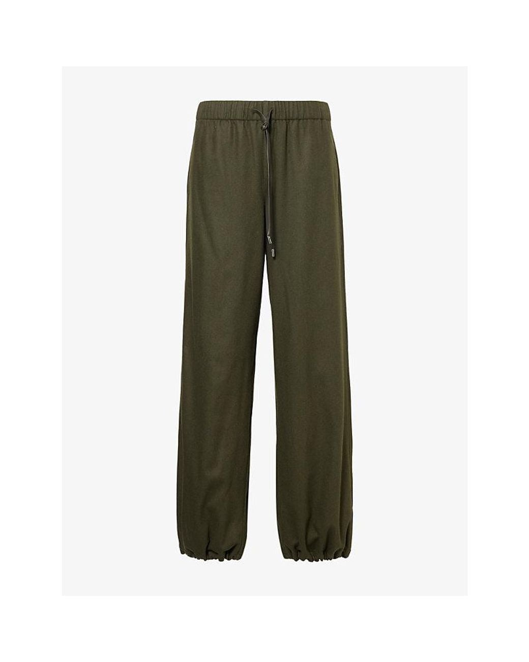 Vince Green Drawstring Flannel Wool-Blend Trousers