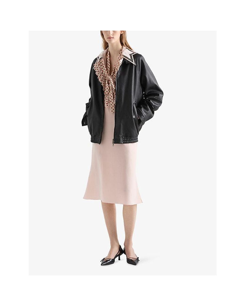 Prada Black Stand-Collar Nappa Leather Blouson Jacket
