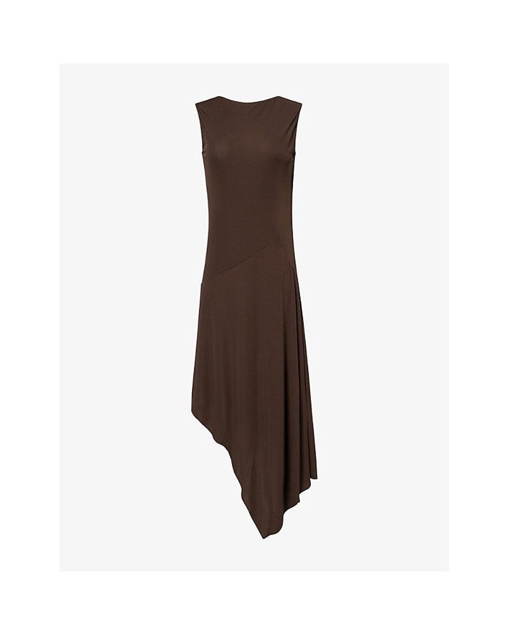 Alaïa Brown Draped Backless Crepe Midi Dress