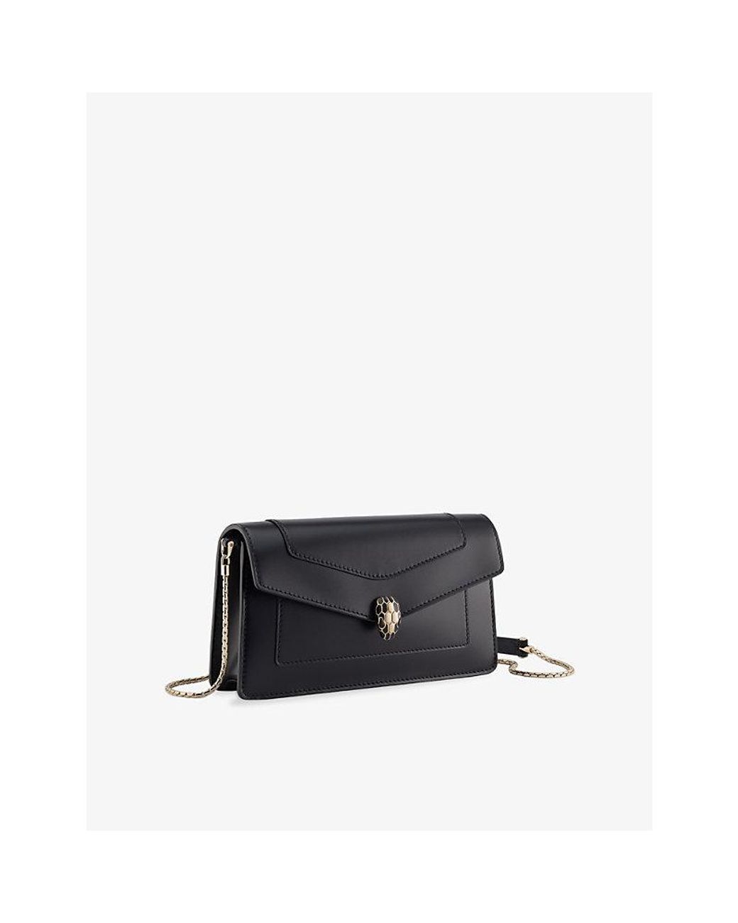 BVLGARI Black Serpenti Forever Leather Chain Wallet