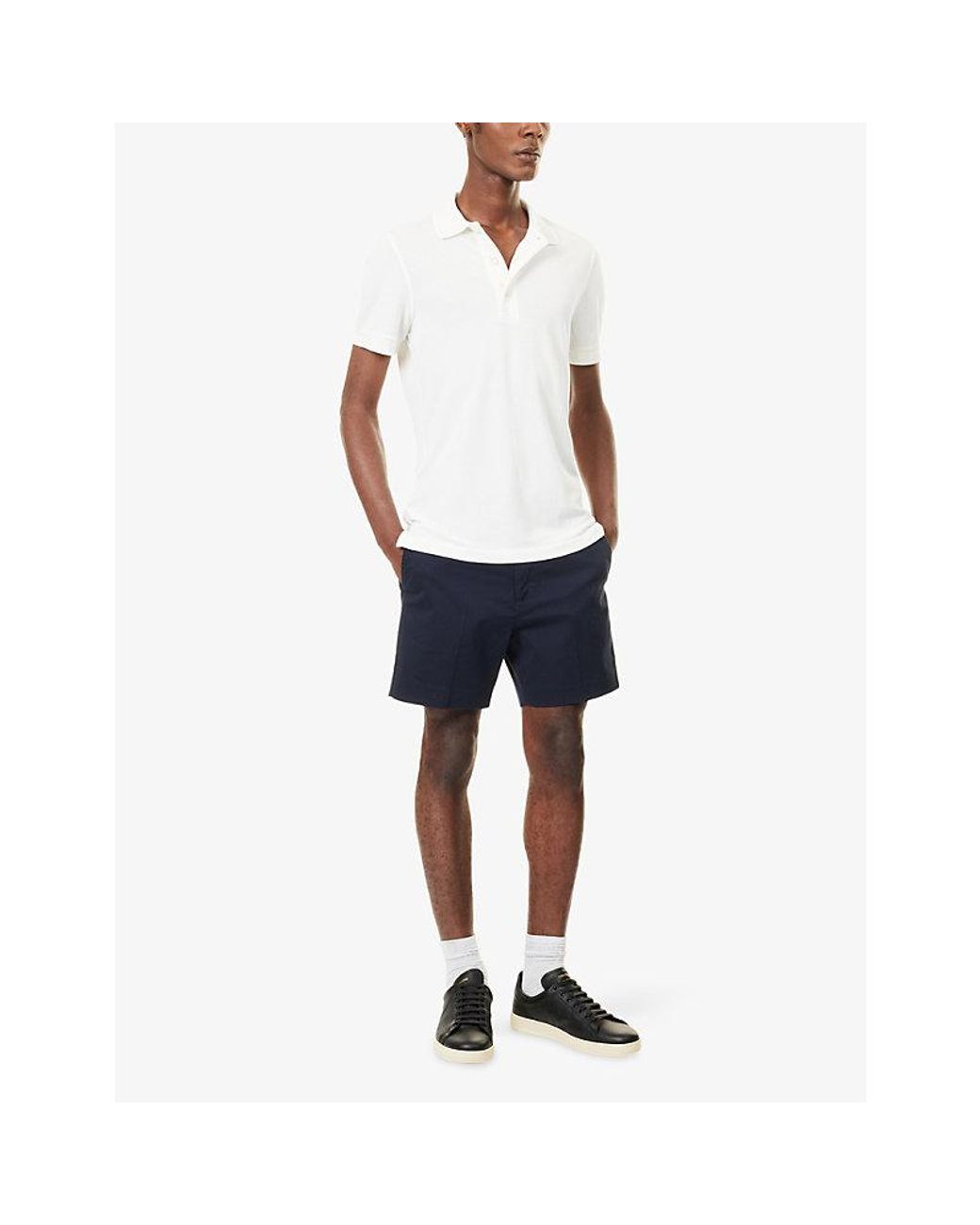 Tom Ford Blue Mid-Rise Stretch Cotton-Twill Chino Shorts for men