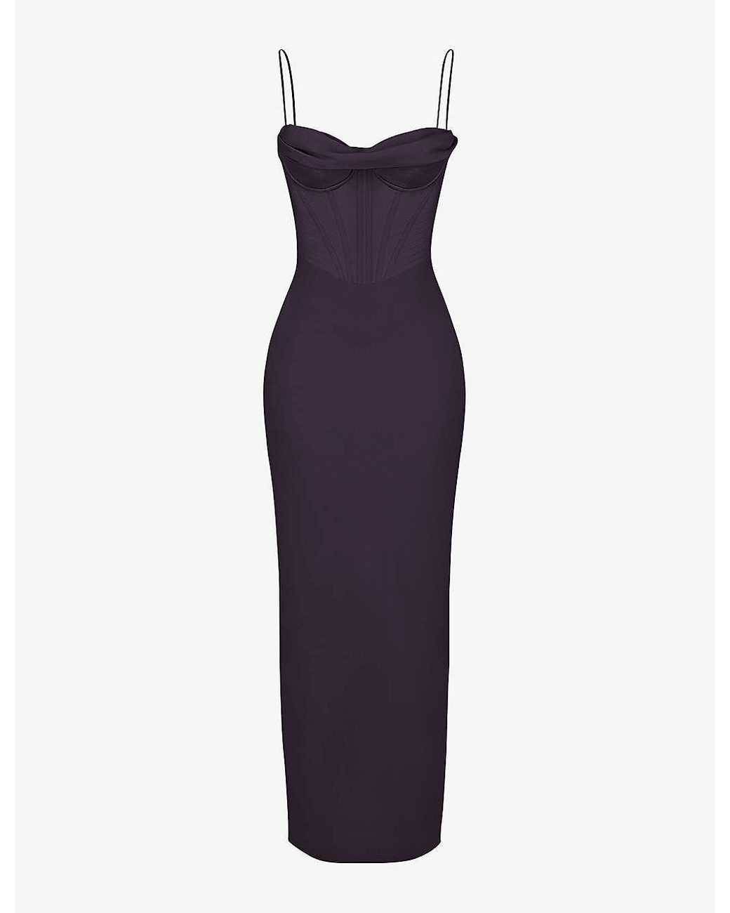 House Of Cb Charmaine Corset Satin Maxi Dress in Purple Lyst