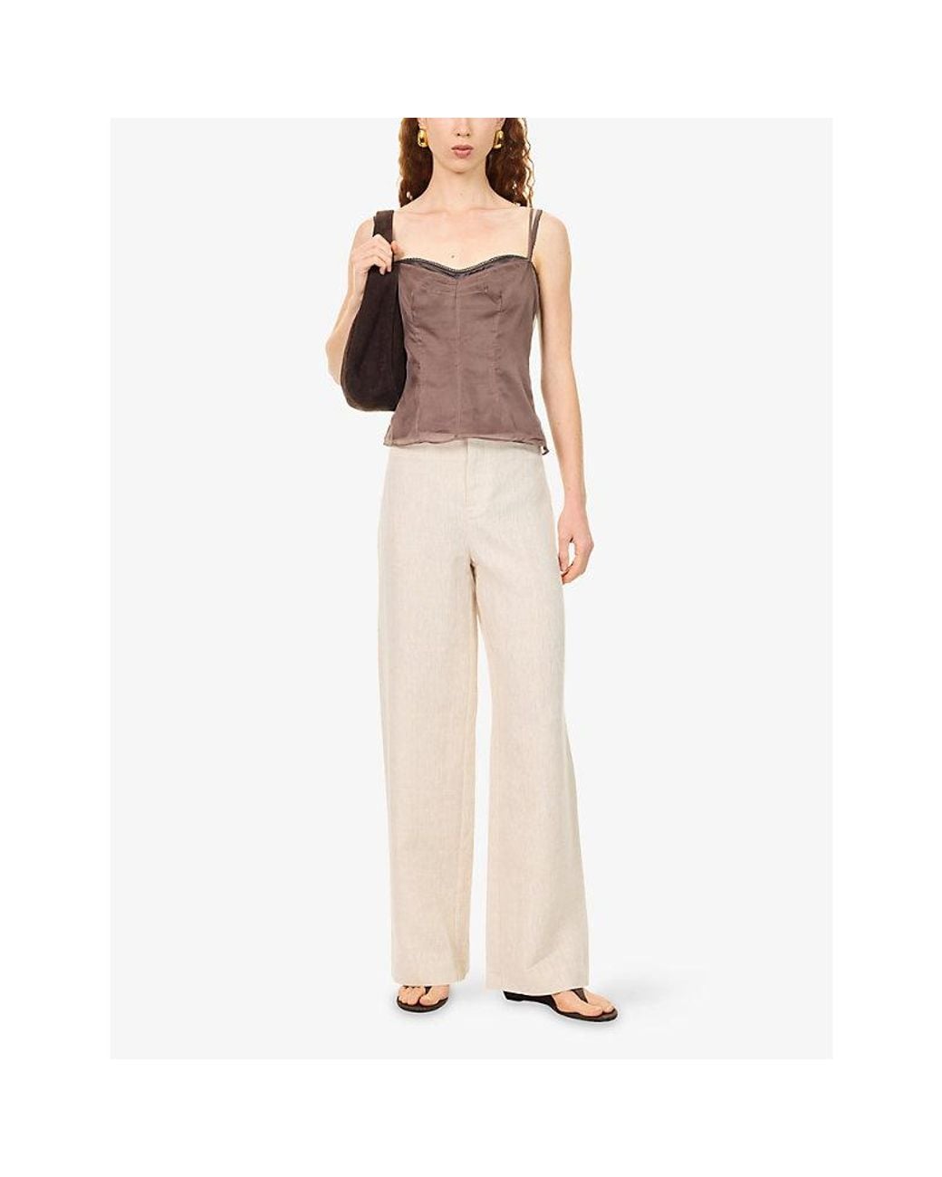 Reformation Natural Vida Straight-Leg Linen Trousers
