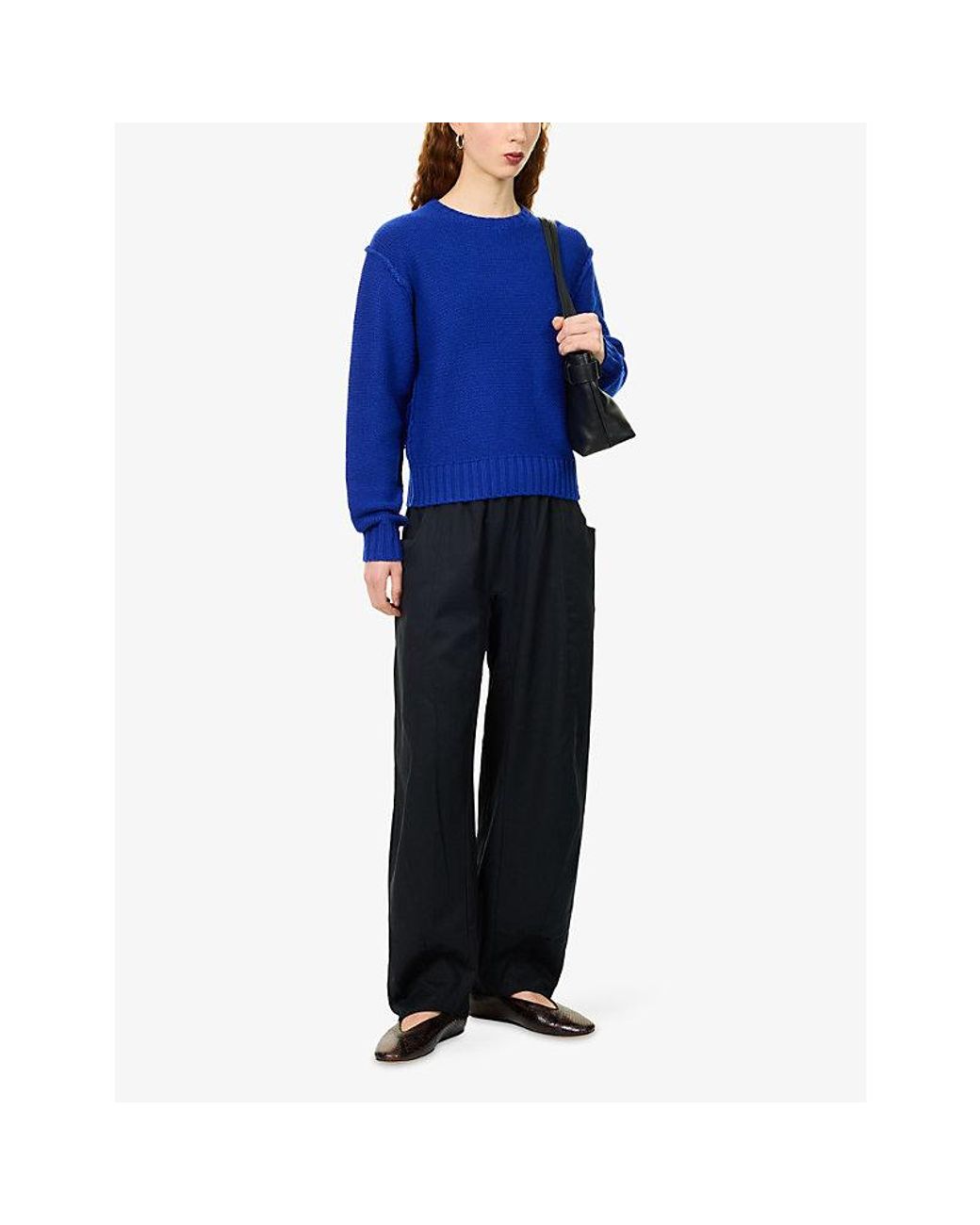 Peachy Den Blue Sienna Exposed-Seam Knitted Jumper