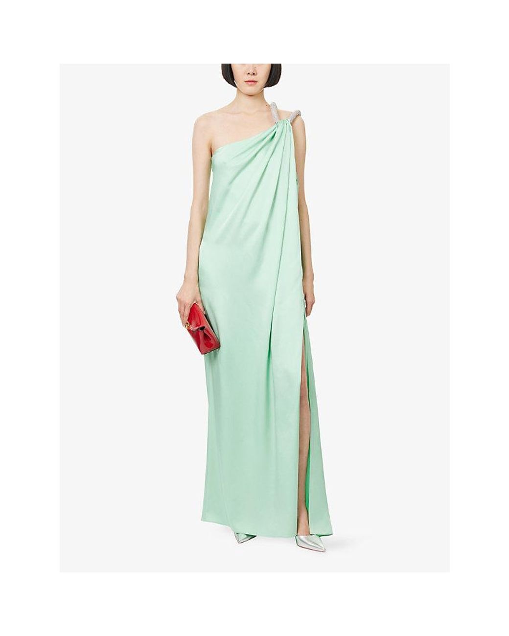 green emerald velvet dress Stella McCartney Green Sleeveless Silk Cut Out Maxi Dress Size IT 42 ( –  Sellier