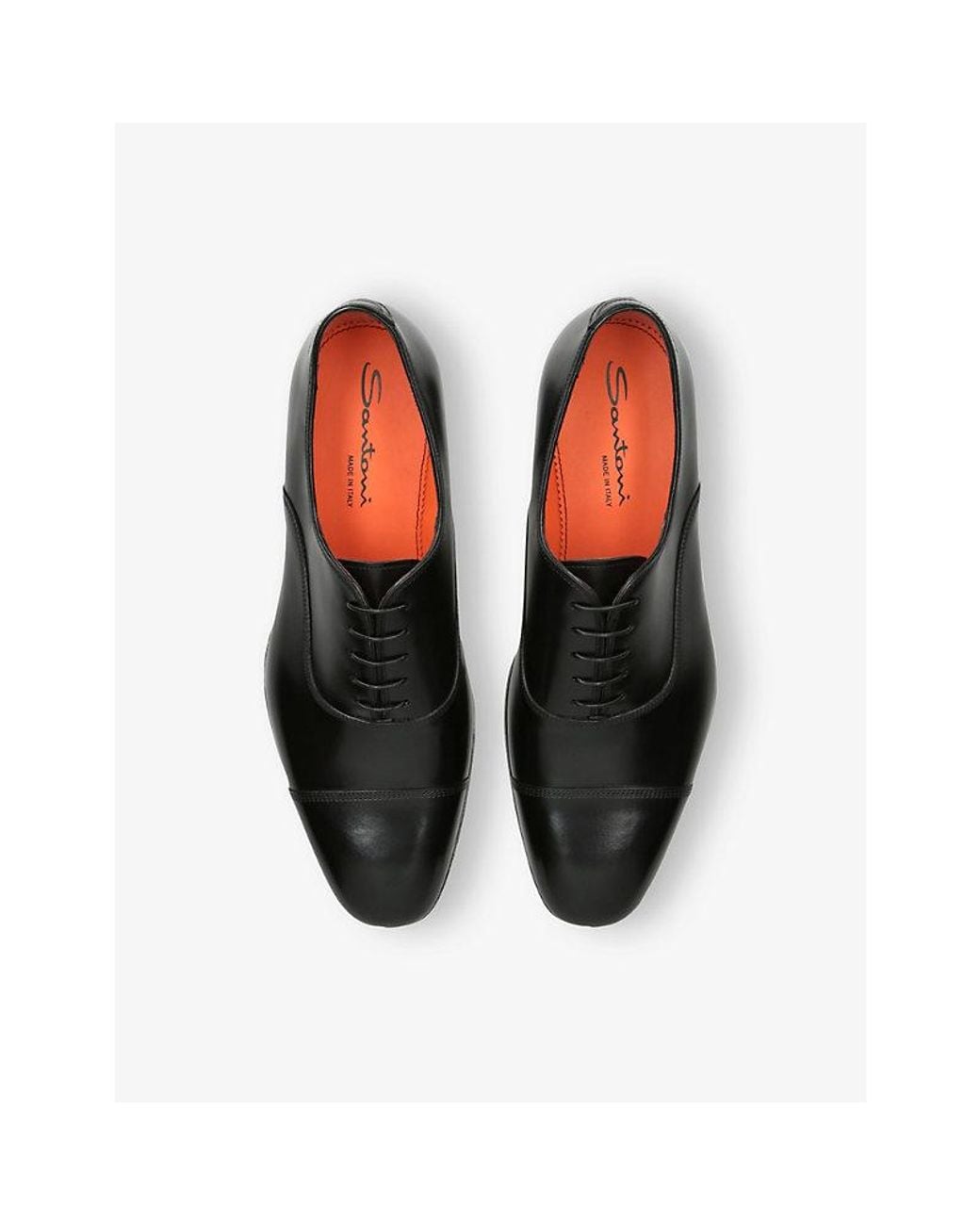 Santoni Black Adrian Leather Oxford Shoes for men