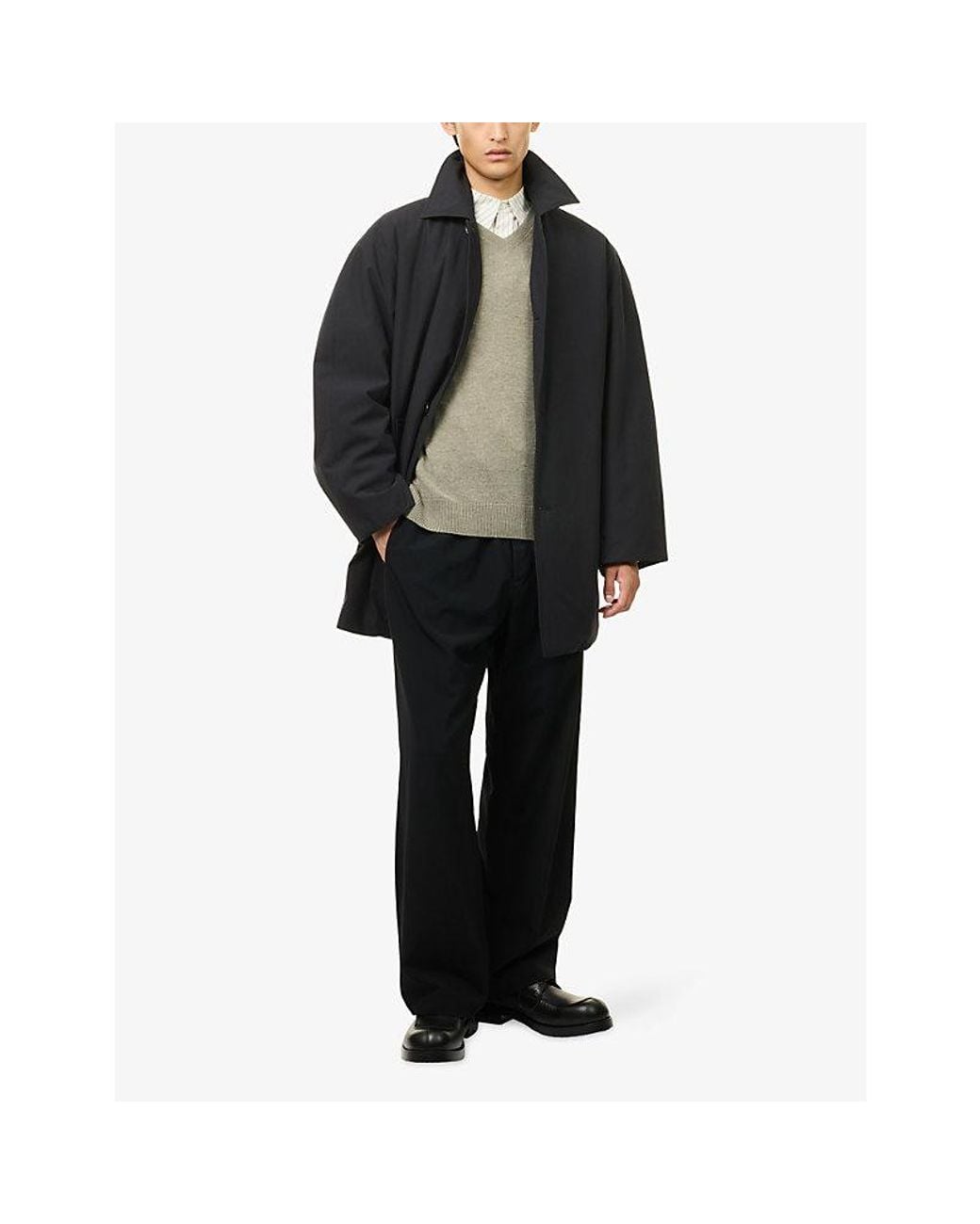 The Row Blue Verna Mid-Length Cotton Coat for men
