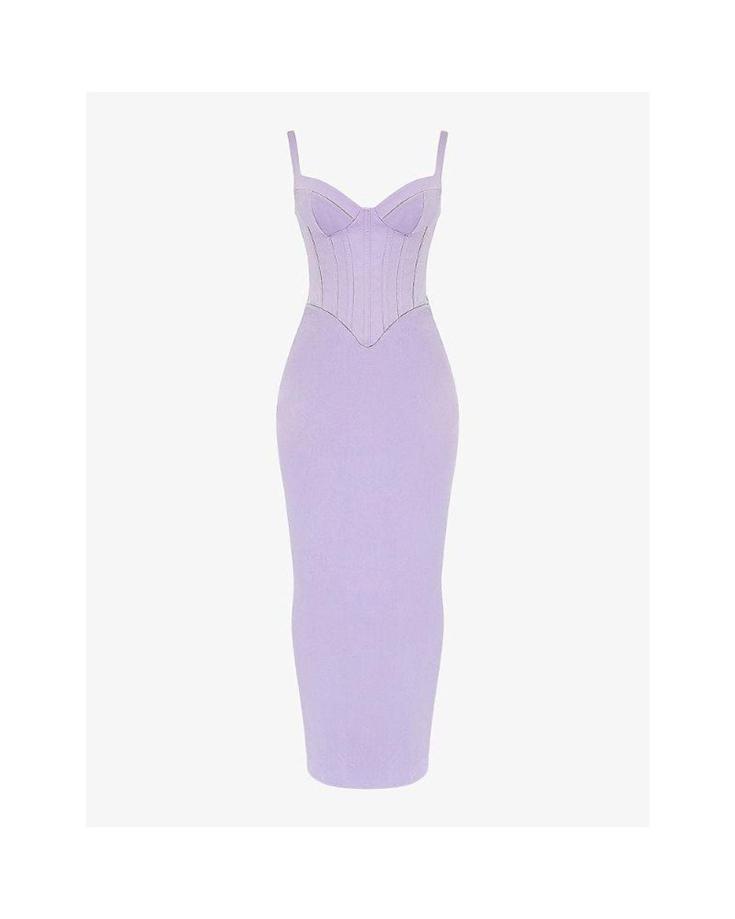 House Of Cb Purple Breeze Slim-Fit Corseted Stretch-Woven Maxi Dress